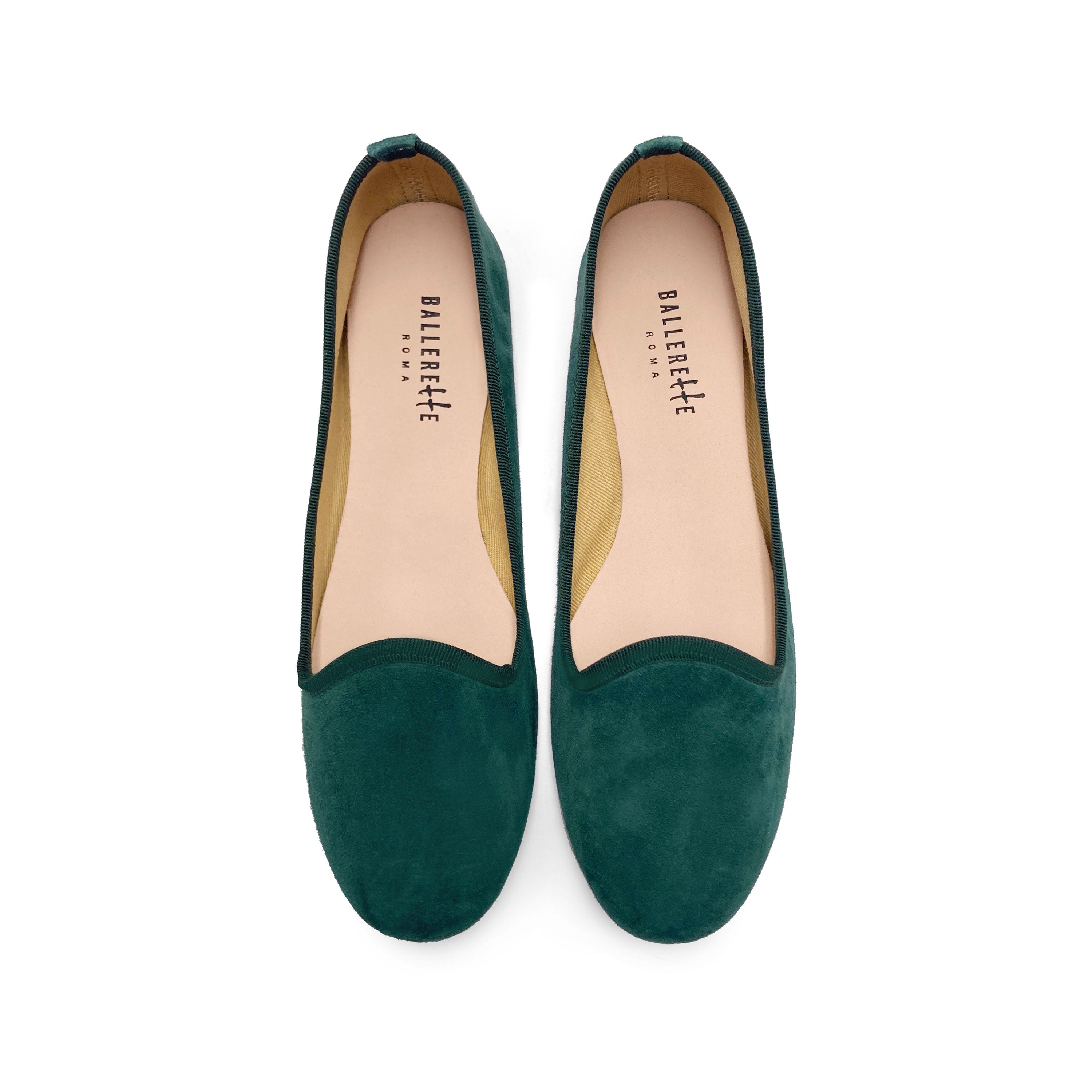 Flaschengrüne Damen-Slipper aus Wildleder