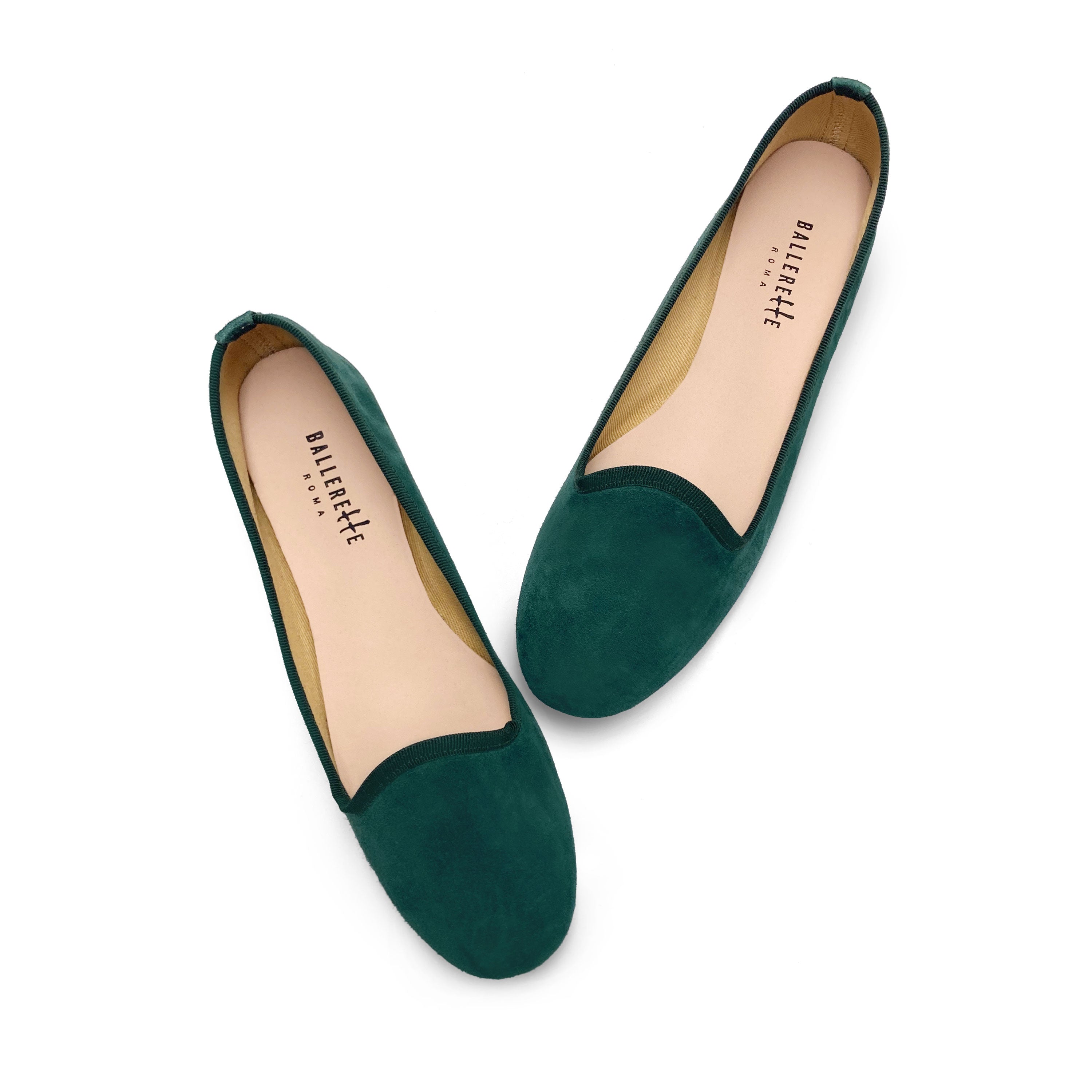 Flaschengrüne Damen-Slipper aus Wildleder