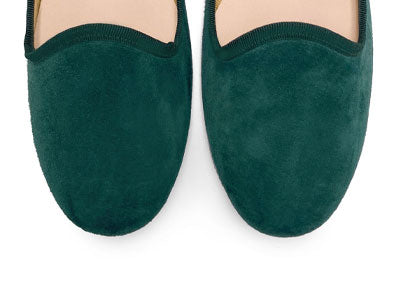 Slippers pour femmes en daim vert