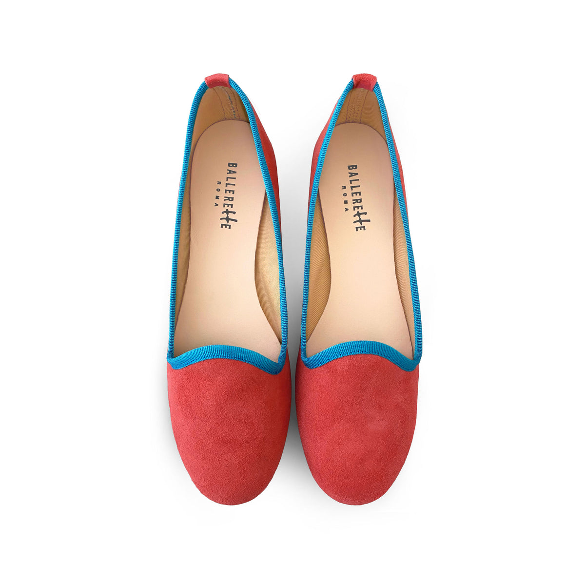 Coral pink suede loafers