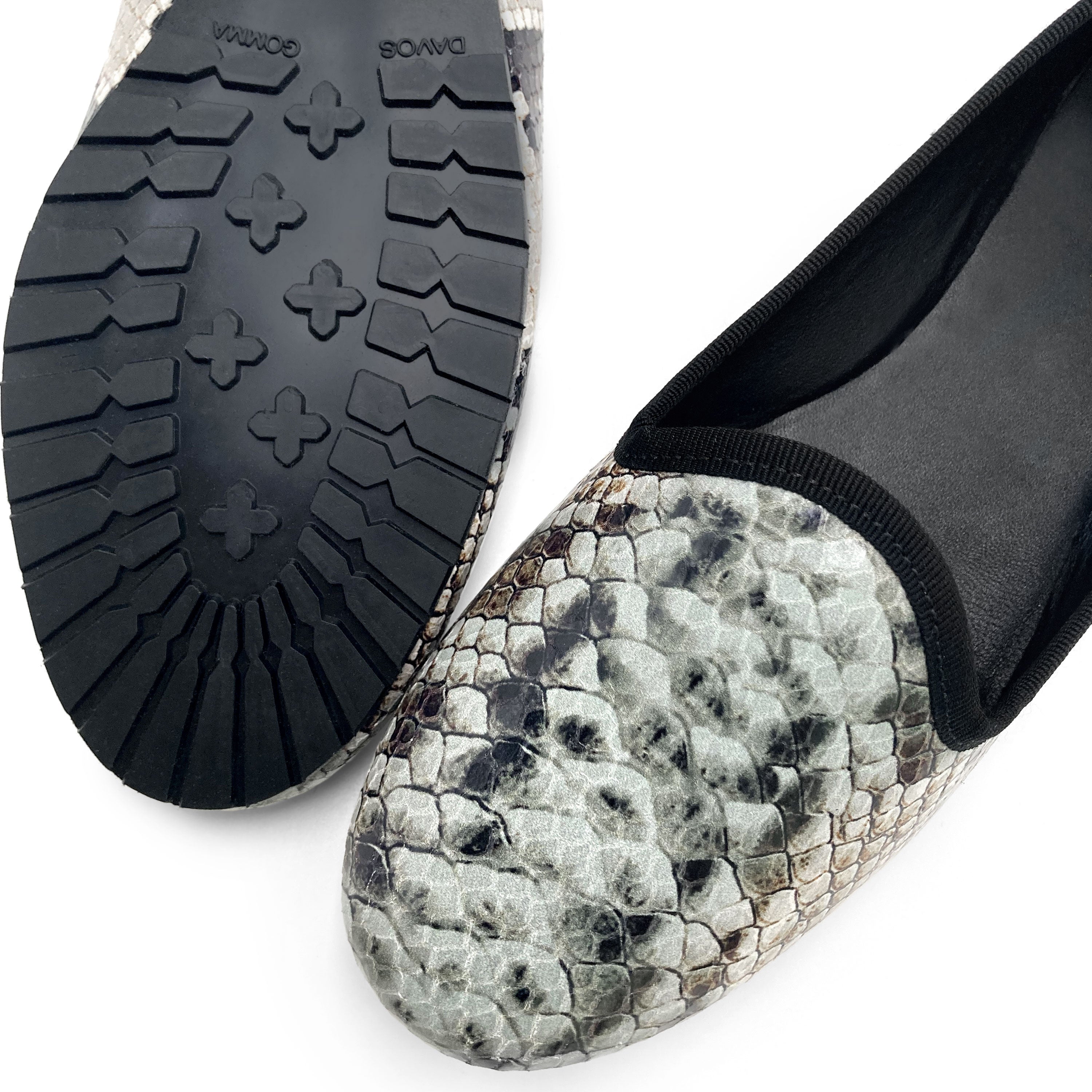 Slippers donna animalier pitonate in pelle