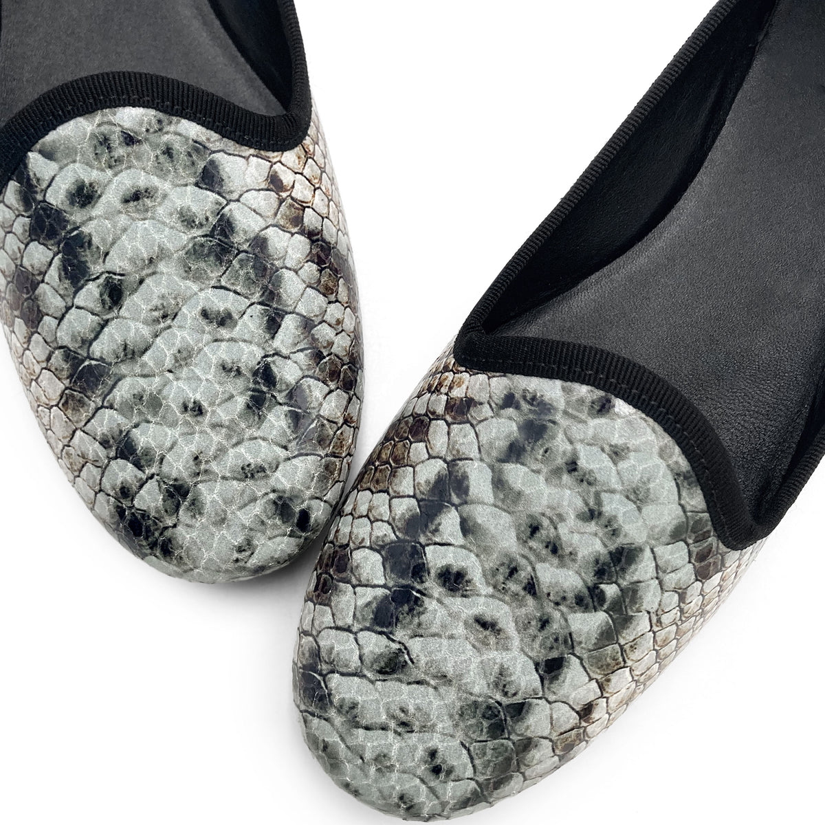 Slippers donna animalier pitonate in pelle