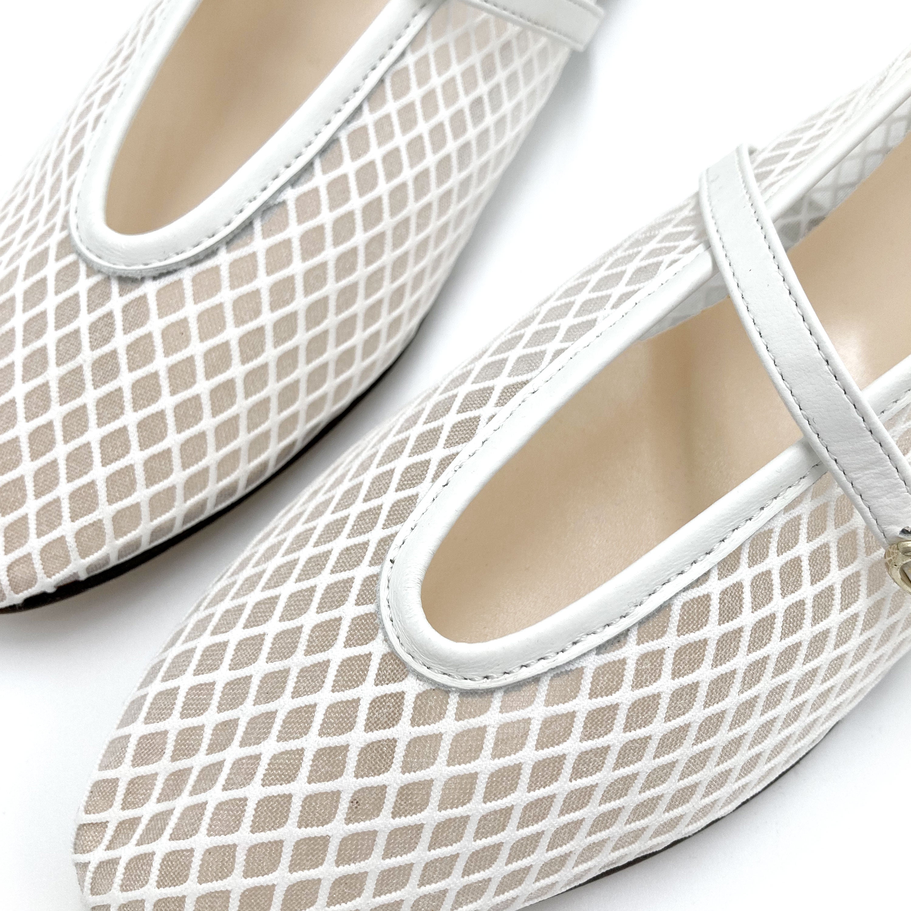 TT GO GREEN Collection - Ballerine mesh trasparenti bianche in tessuto ECO a rete con cinturino