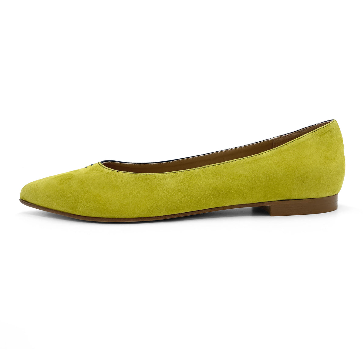 Ballerines bicolores à bout pointu bleu et lime